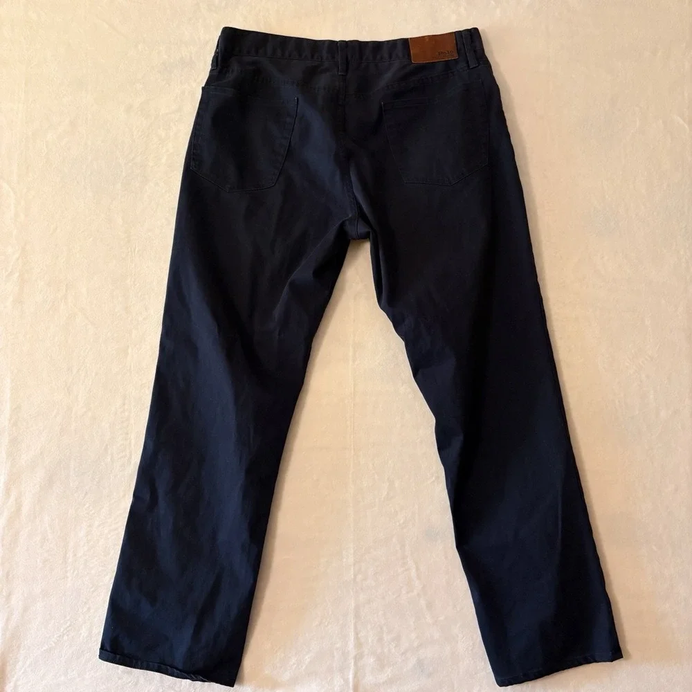 Polo Ralph Lauren Mens 34x30 Navy Blue Stretch Cotton 5-Pocket Pants Straight